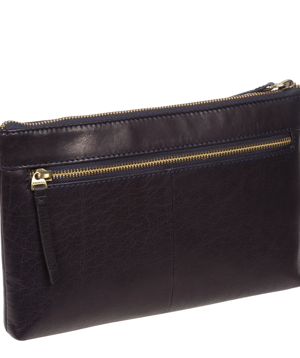 Treasure' Navy Leather Clutch Bag