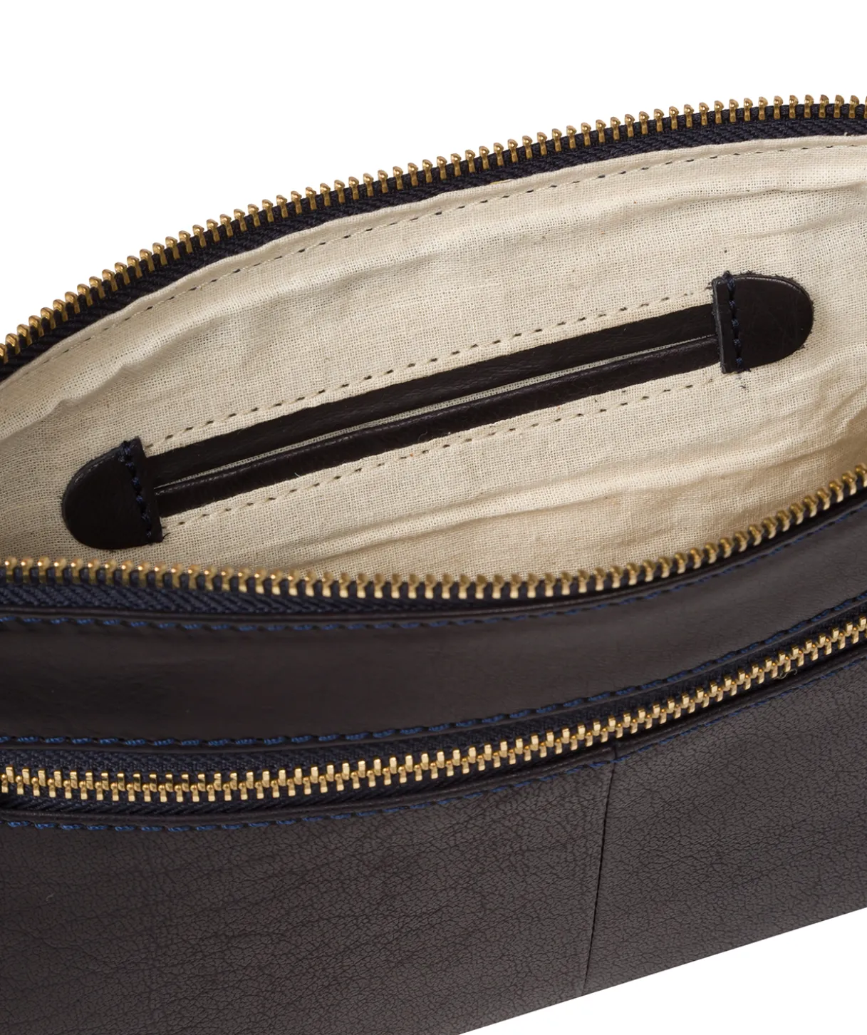 Treasure' Navy Leather Clutch Bag
