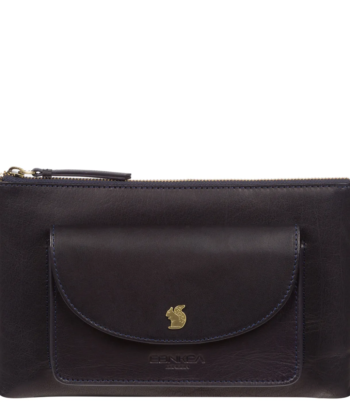 Treasure' Navy Leather Clutch Bag