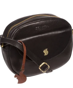 Una' Black Leather Cross Body Bag