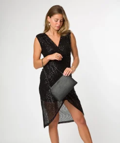 Venetia' Black Leather Grab Clutch Bag