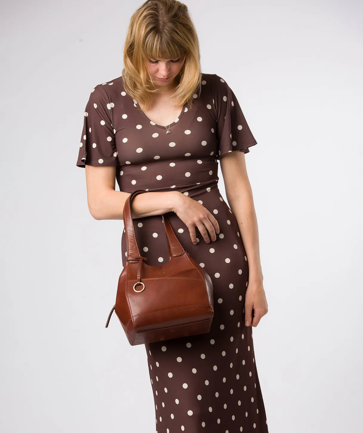Vesper' Conker Brown Leather Handbag