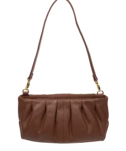 Victoria' Dark Tan Nappa Leather Grab Clutch Bag