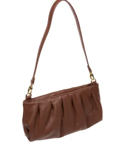 Victoria' Dark Tan Nappa Leather Grab Clutch Bag