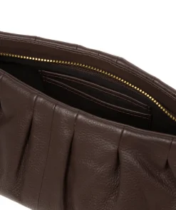 Victoria' Hot Fudge Nappa Leather Grab Clutch Bag