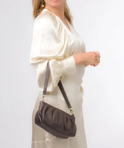 Victoria' Hot Fudge Nappa Leather Grab Clutch Bag