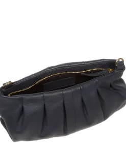 Victoria' Navy Nappa Leather Grab Clutch Bag