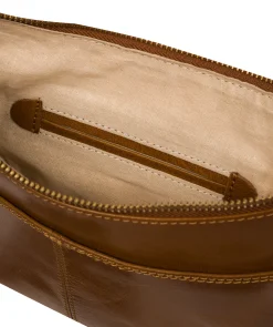 Viola' Dark Tan Leather Cross Body Bag