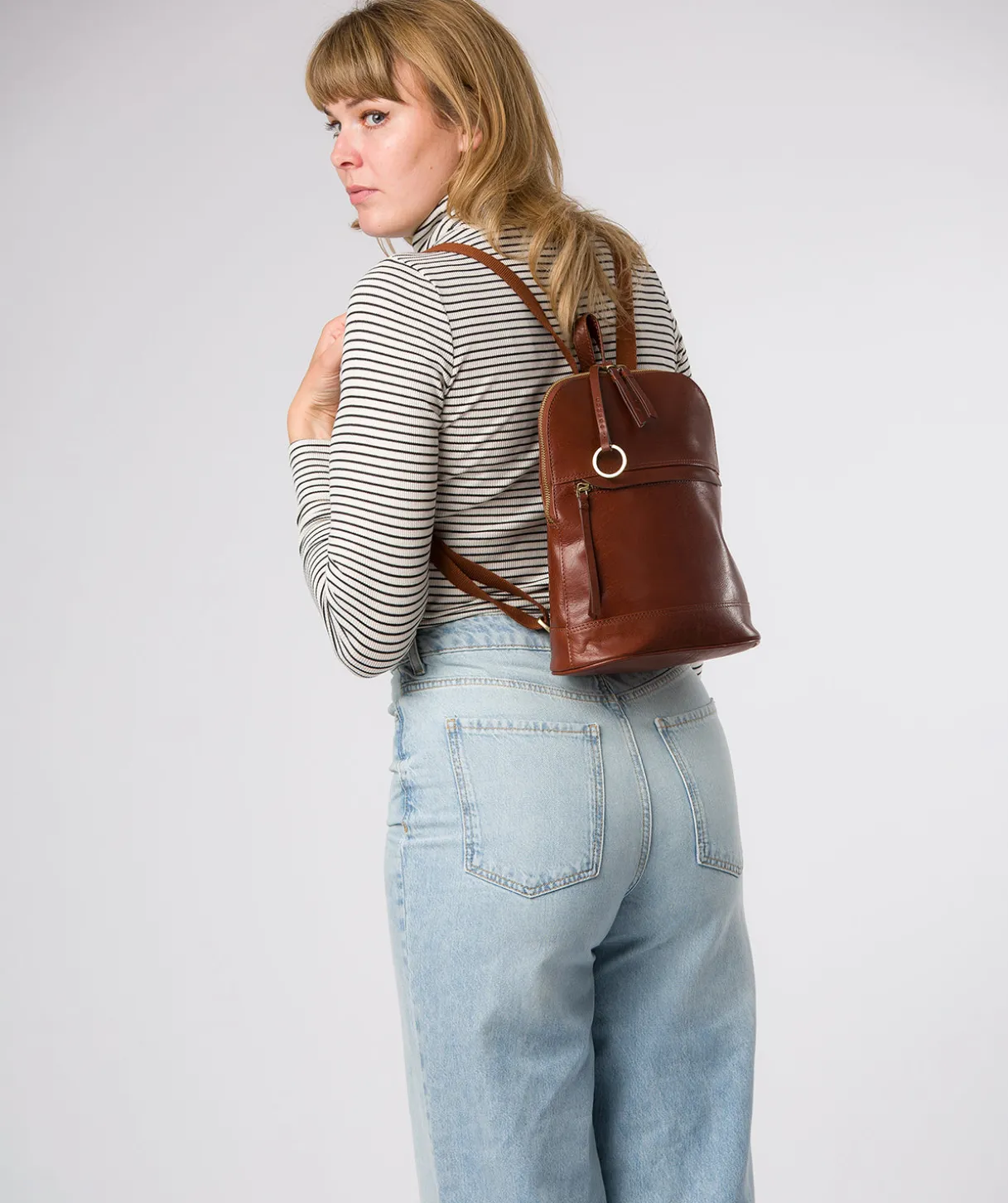 Violetta' Conker Brown Leather Backpack