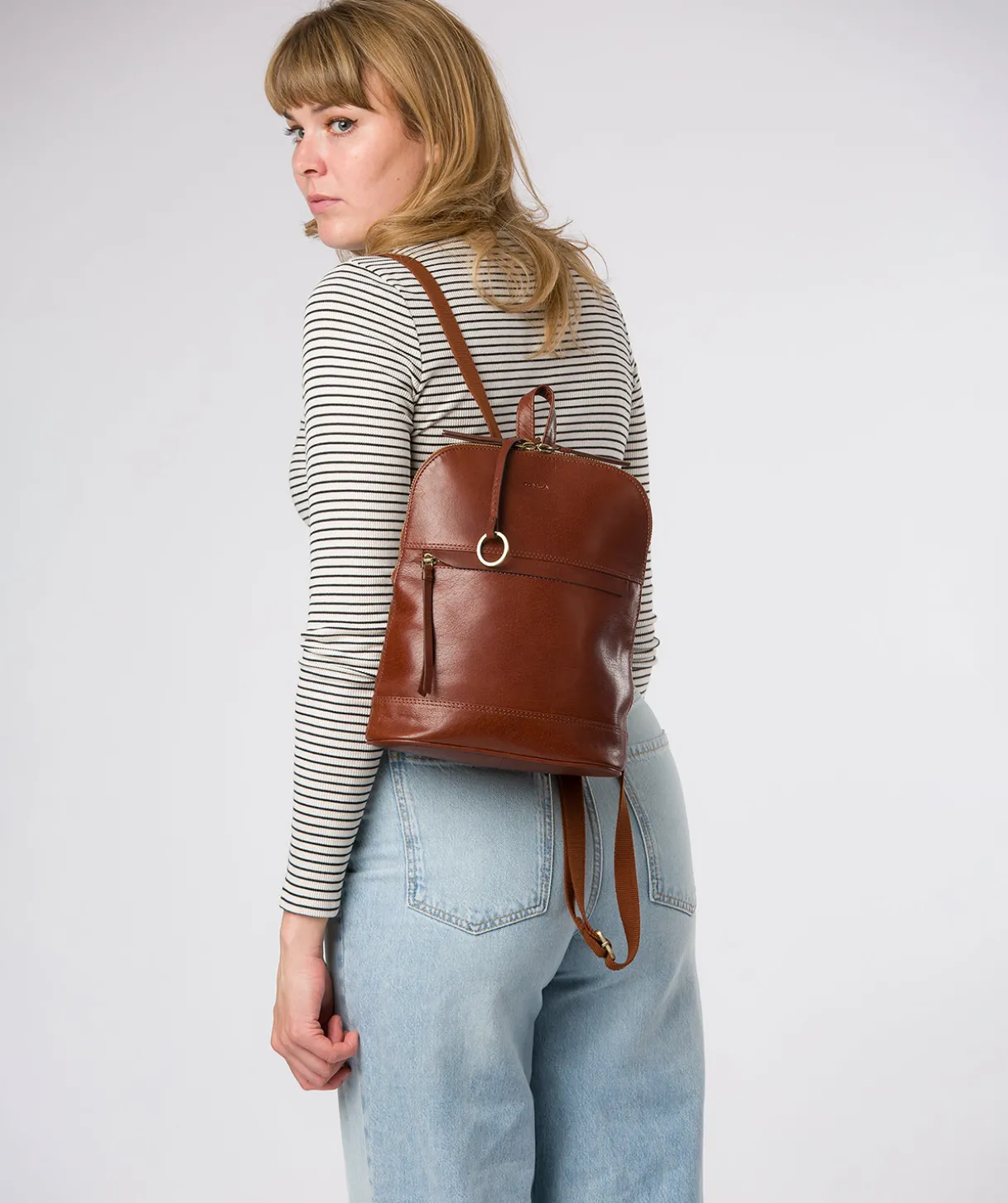 Violetta' Conker Brown Leather Backpack