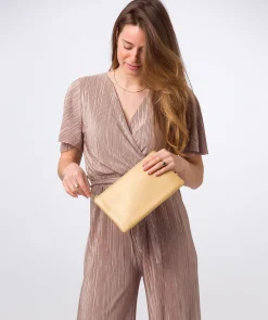 Wilmslow' Metallic Gold Nappa Leather Clutch Bag