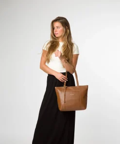 Wimbley' Tan Leather Tote Bag