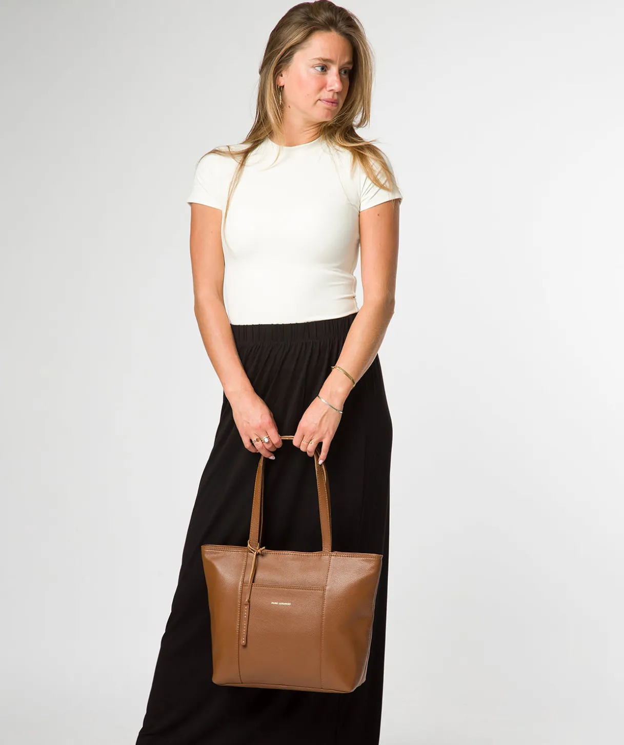 Wimbley' Tan Leather Tote Bag