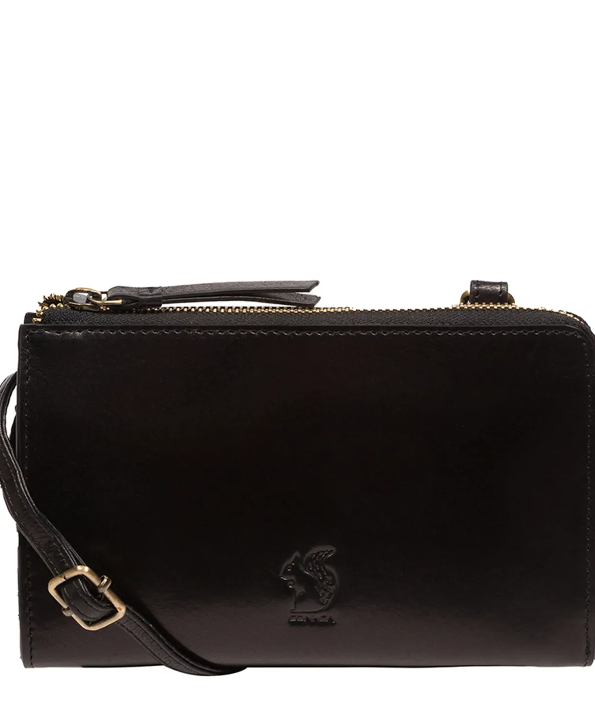 Winnie' Black Leather Cross Body Phone Clutch Bag