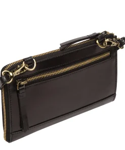 Winnie' Black Leather Cross Body Phone Clutch Bag