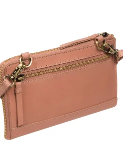Winnie' Subtle Pink Leather Cross Body Phone Clutch Bag