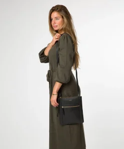 Wren' Black Leather Cross Body Bag