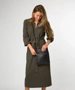 Wren' Black Leather Cross Body Bag