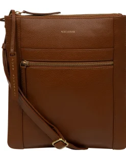 Wren' Rich Tan Leather Cross Body Bag