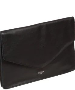 Yara' Black Leather Clutch Bag