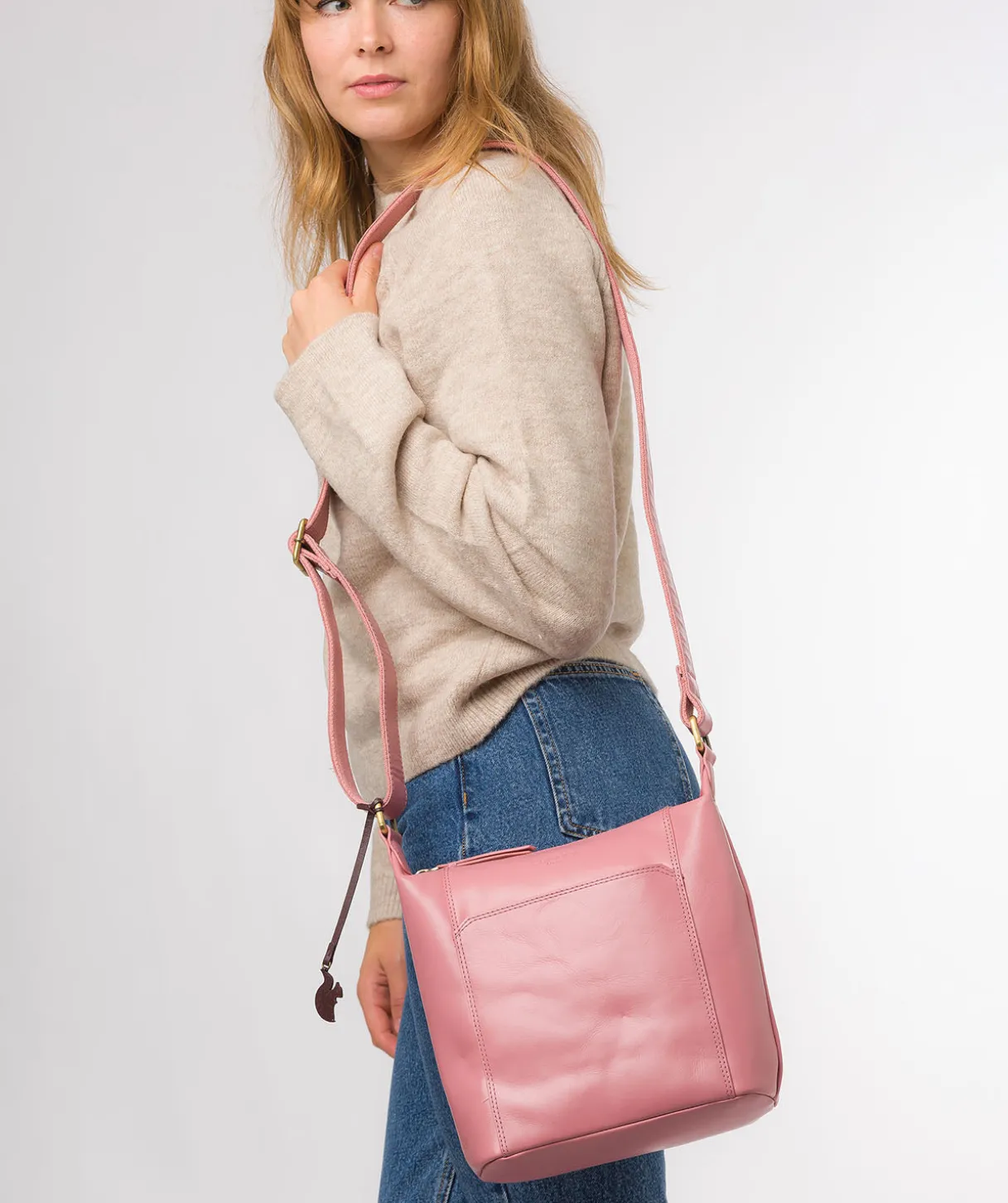 Yasmin' Blush Leather Cross Body Bag