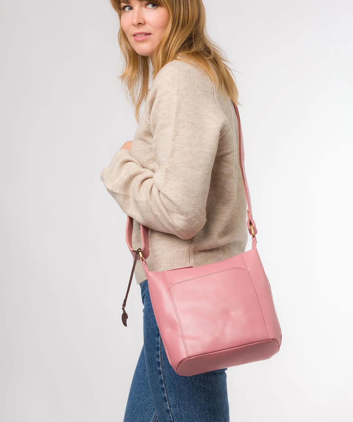 Yasmin' Blush Leather Cross Body Bag