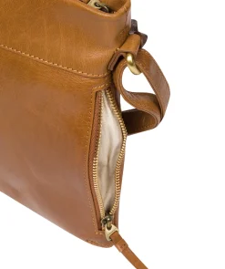 Yayoi' Dark Tan Leather Cross Body Bag