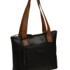 Yondo' Black & Rich Tan Leather Tote Bag