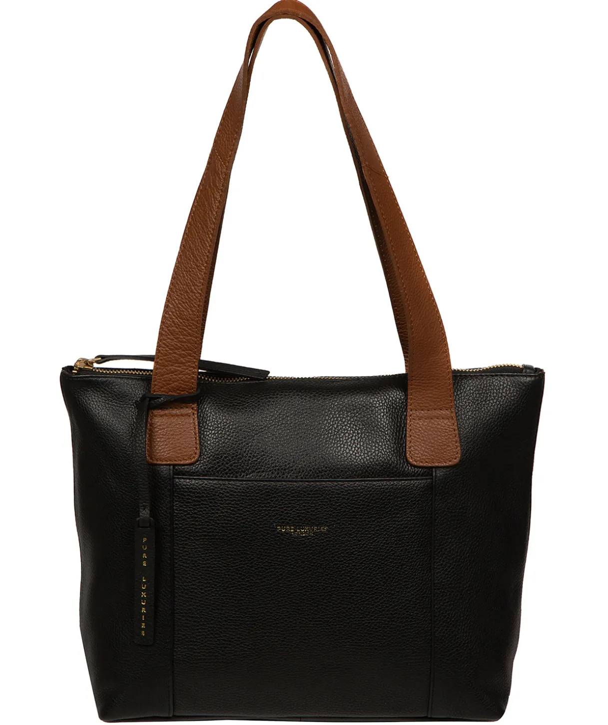 Yondo' Black & Rich Tan Leather Tote Bag