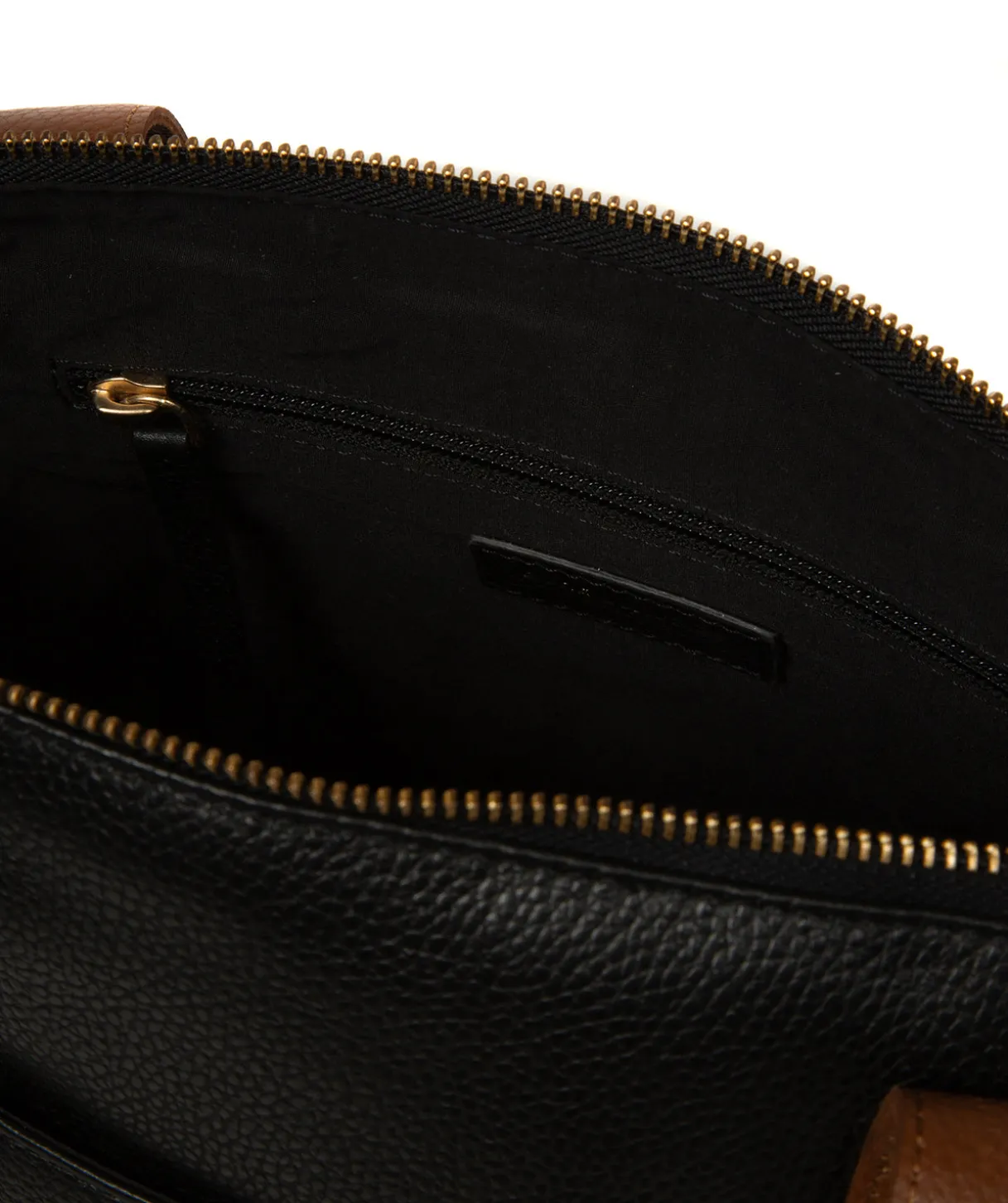 Yondo' Black & Rich Tan Leather Tote Bag