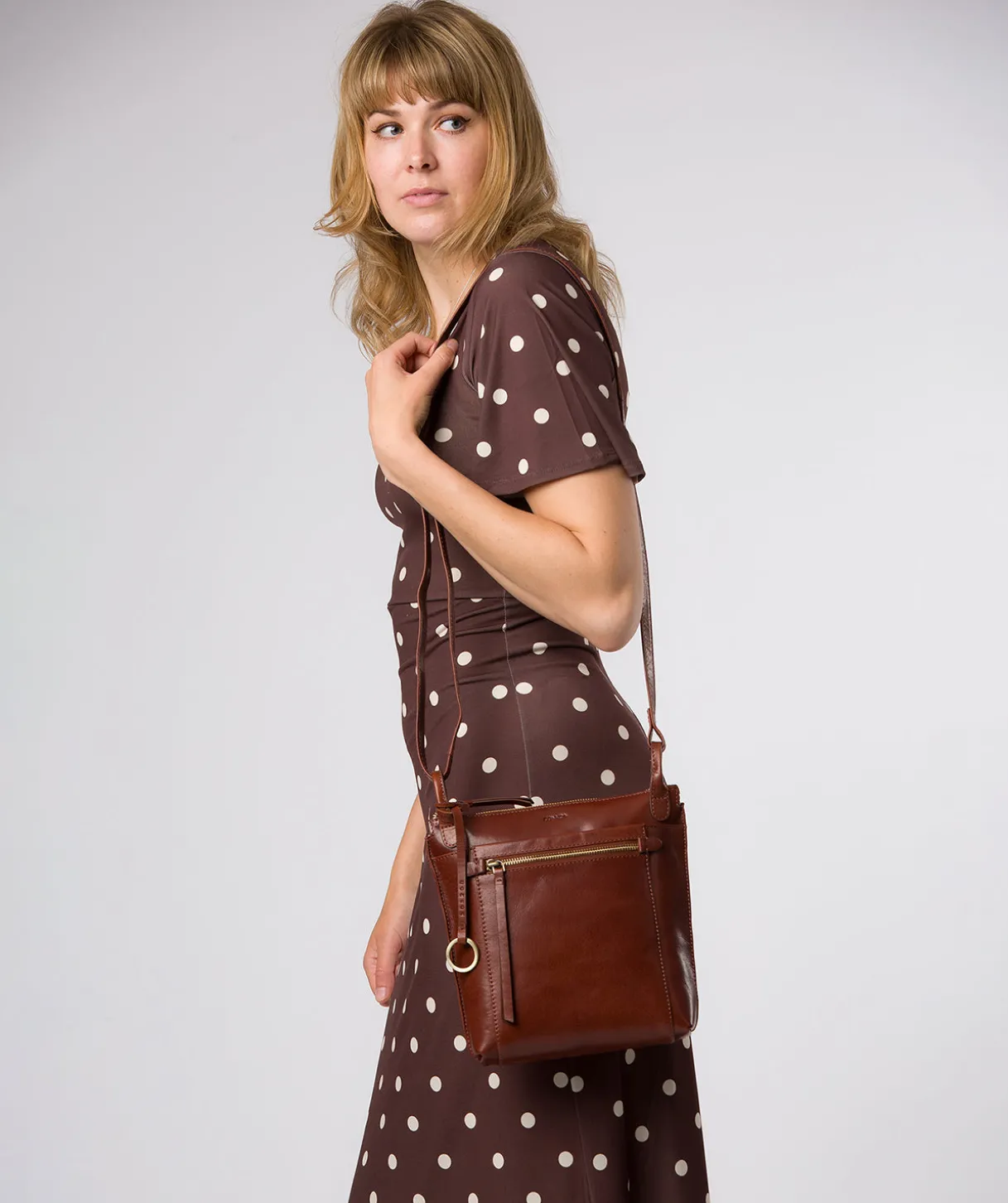 Zarro' Conker Brown Leather Shoulder Bag
