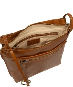 Zarro' Dark Tan Leather Shoulder Bag
