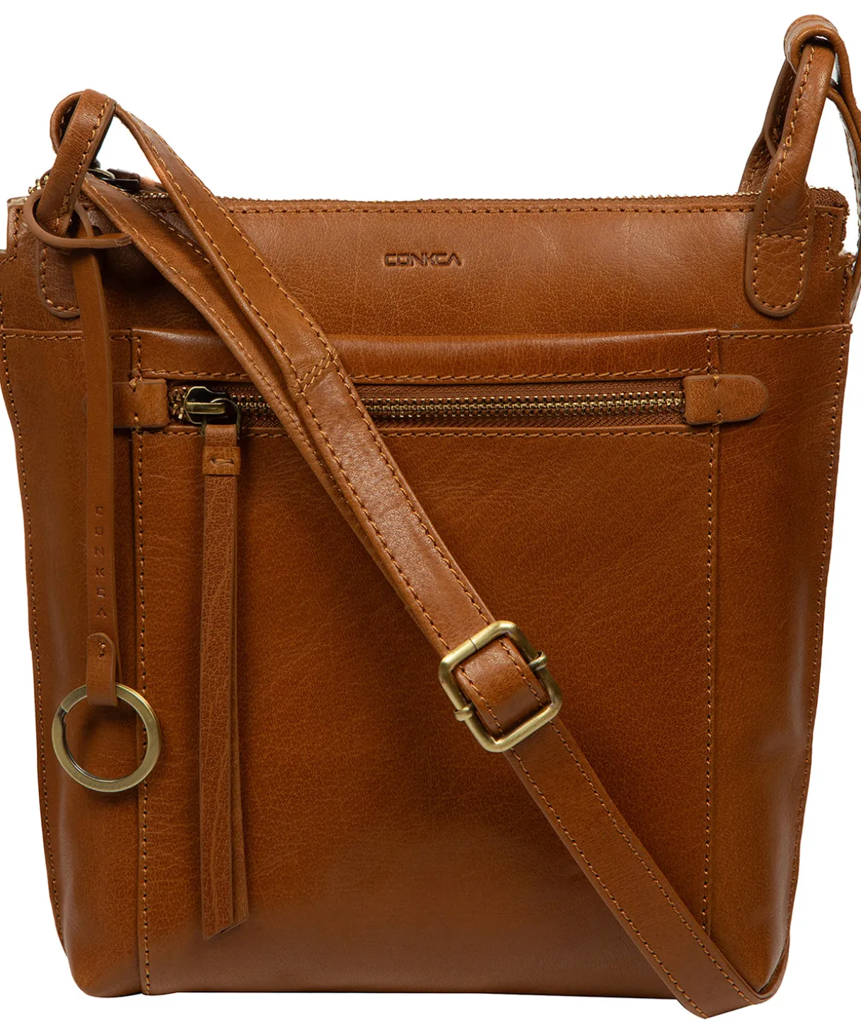 Zarro' Dark Tan Leather Shoulder Bag