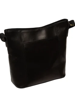 Zinnia' Black Leather Cross Body Bag