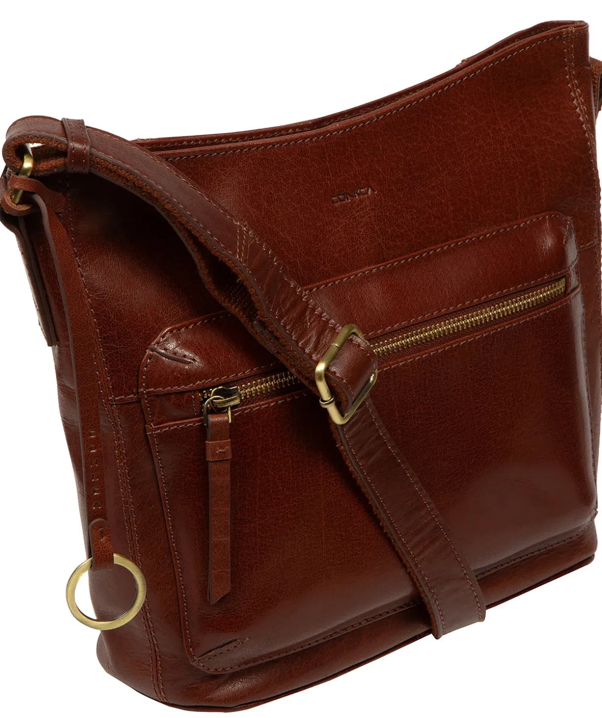 Zinnia' Conker Brown Leather Cross Body Bag