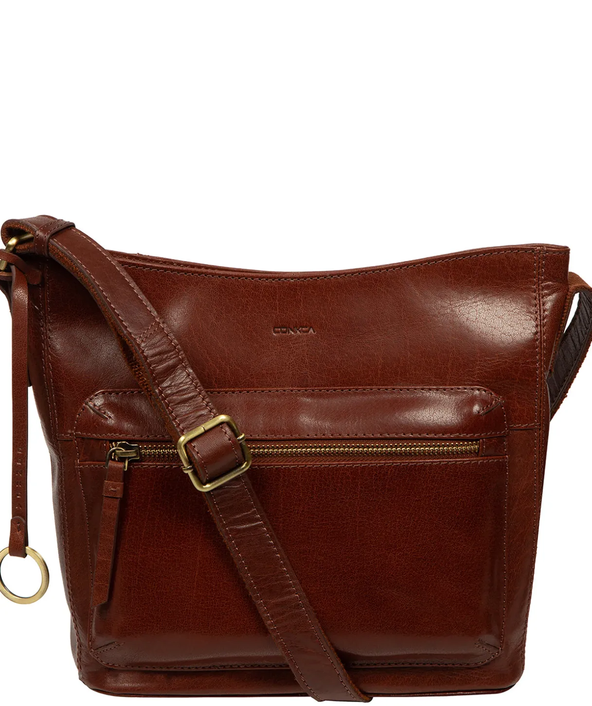 Zinnia' Conker Brown Leather Cross Body Bag