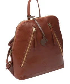 Zoe' Conker Brown Leather Backpack